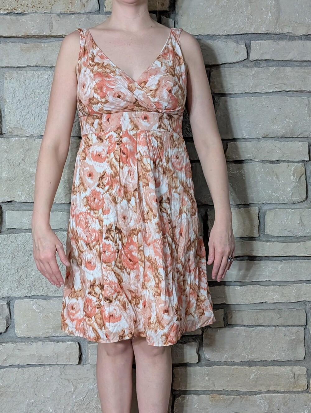 Lands' End Floral Watercolor Sleeveless Dress